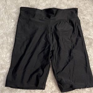 Black shiny biker shorts